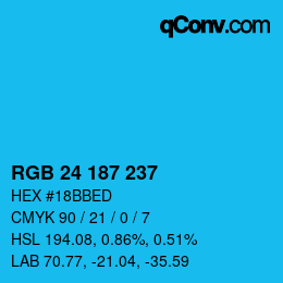 カラーコード: RGB 24 187 237 | qconv.com