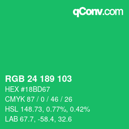 Color code: RGB 24 189 103 | qconv.com