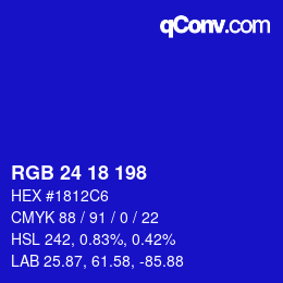Color code: RGB 24 18 198 | qconv.com