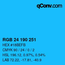 Color code: RGB 24 190 251 | qconv.com