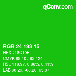 Color code: RGB 24 193 15 | qconv.com