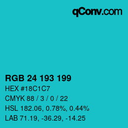 Color code: RGB 24 193 199 | qconv.com