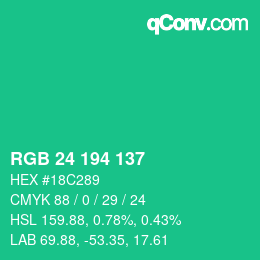 カラーコード: RGB 24 194 137 | qconv.com