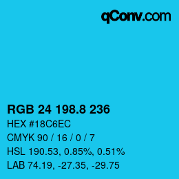 カラーコード: RGB 24 198.8 236 | qconv.com