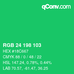 Color code: RGB 24 198 103 | qconv.com