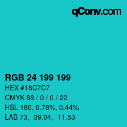 Color code: RGB 24 199 199 | qconv.com