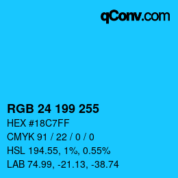 Color code: RGB 24 199 255 | qconv.com
