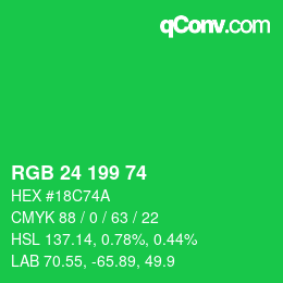 Color code: RGB 24 199 74 | qconv.com