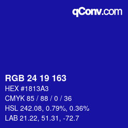 Color code: RGB 24 19 163 | qconv.com