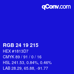 Color code: RGB 24 19 215 | qconv.com