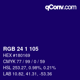 カラーコード: RGB 24 1 105 | qconv.com