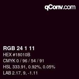 Color code: RGB 24 1 11 | qconv.com