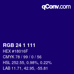 Color code: RGB 24 1 111 | qconv.com
