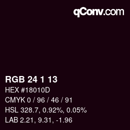 Color code: RGB 24 1 13 | qconv.com