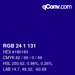 Color code: RGB 24 1 131 | qconv.com