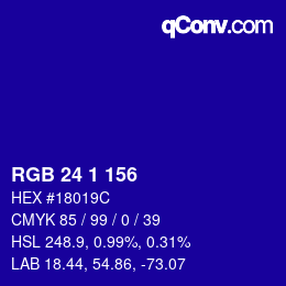 カラーコード: RGB 24 1 156 | qconv.com