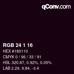 カラーコード: RGB 24 1 16 | qconv.com