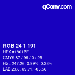 Color code: RGB 24 1 191 | qconv.com