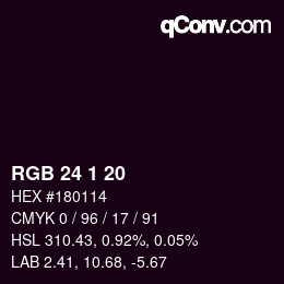 颜色代码: RGB 24 1 20 | qconv.com