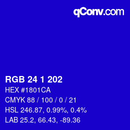 Color code: RGB 24 1 202 | qconv.com