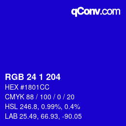Color code: RGB 24 1 204 | qconv.com