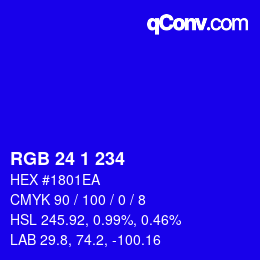 Color code: RGB 24 1 234 | qconv.com