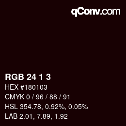 Color code: RGB 24 1 3 | qconv.com