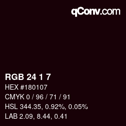 カラーコード: RGB 24 1 7 | qconv.com