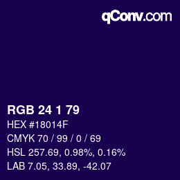カラーコード: RGB 24 1 79 | qconv.com