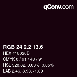 カラーコード: RGB 24 2.2 13.6 | qconv.com