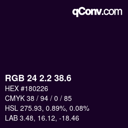 カラーコード: RGB 24 2.2 38.6 | qconv.com