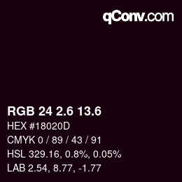 カラーコード: RGB 24 2.6 13.6 | qconv.com