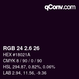 カラーコード: RGB 24 2.6 26 | qconv.com