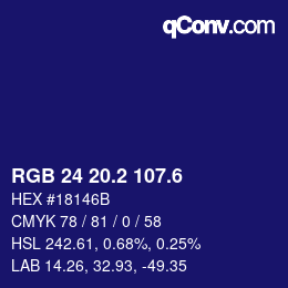 カラーコード: RGB 24 20.2 107.6 | qconv.com