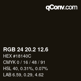 カラーコード: RGB 24 20.2 12.6 | qconv.com