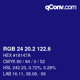 カラーコード: RGB 24 20.2 122.6 | qconv.com