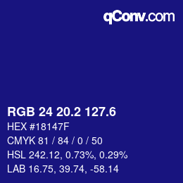 カラーコード: RGB 24 20.2 127.6 | qconv.com