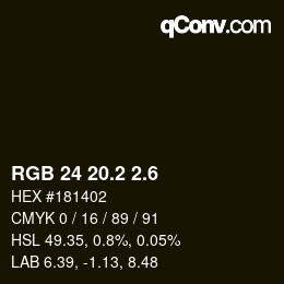 カラーコード: RGB 24 20.2 2.6 | qconv.com