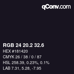 カラーコード: RGB 24 20.2 32.6 | qconv.com