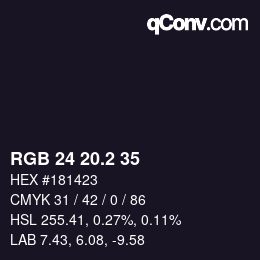 カラーコード: RGB 24 20.2 35 | qconv.com