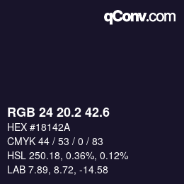 カラーコード: RGB 24 20.2 42.6 | qconv.com