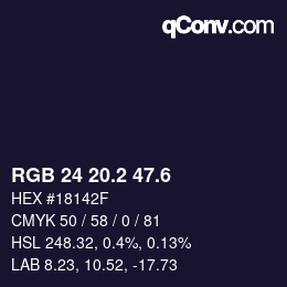 カラーコード: RGB 24 20.2 47.6 | qconv.com