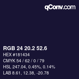 カラーコード: RGB 24 20.2 52.6 | qconv.com