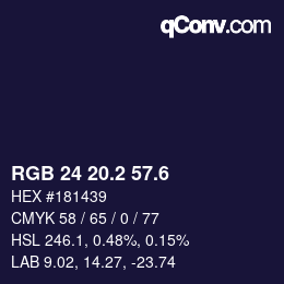 カラーコード: RGB 24 20.2 57.6 | qconv.com