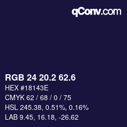 カラーコード: RGB 24 20.2 62.6 | qconv.com