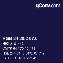 カラーコード: RGB 24 20.2 67.6 | qconv.com