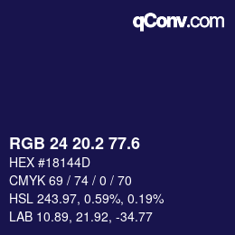 カラーコード: RGB 24 20.2 77.6 | qconv.com