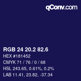 カラーコード: RGB 24 20.2 82.6 | qconv.com