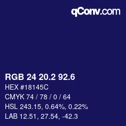 カラーコード: RGB 24 20.2 92.6 | qconv.com