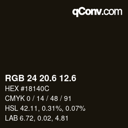 カラーコード: RGB 24 20.6 12.6 | qconv.com
